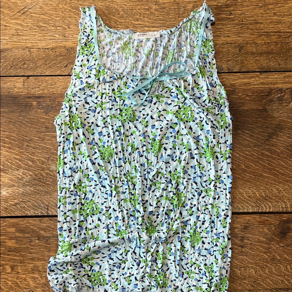 Old Navy Floral Tank Top - Light Blue and Green